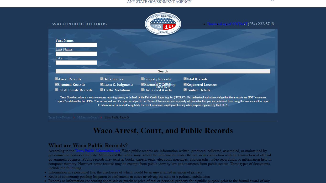 Waco Arrest and Public Records | Texas.StateRecords.org