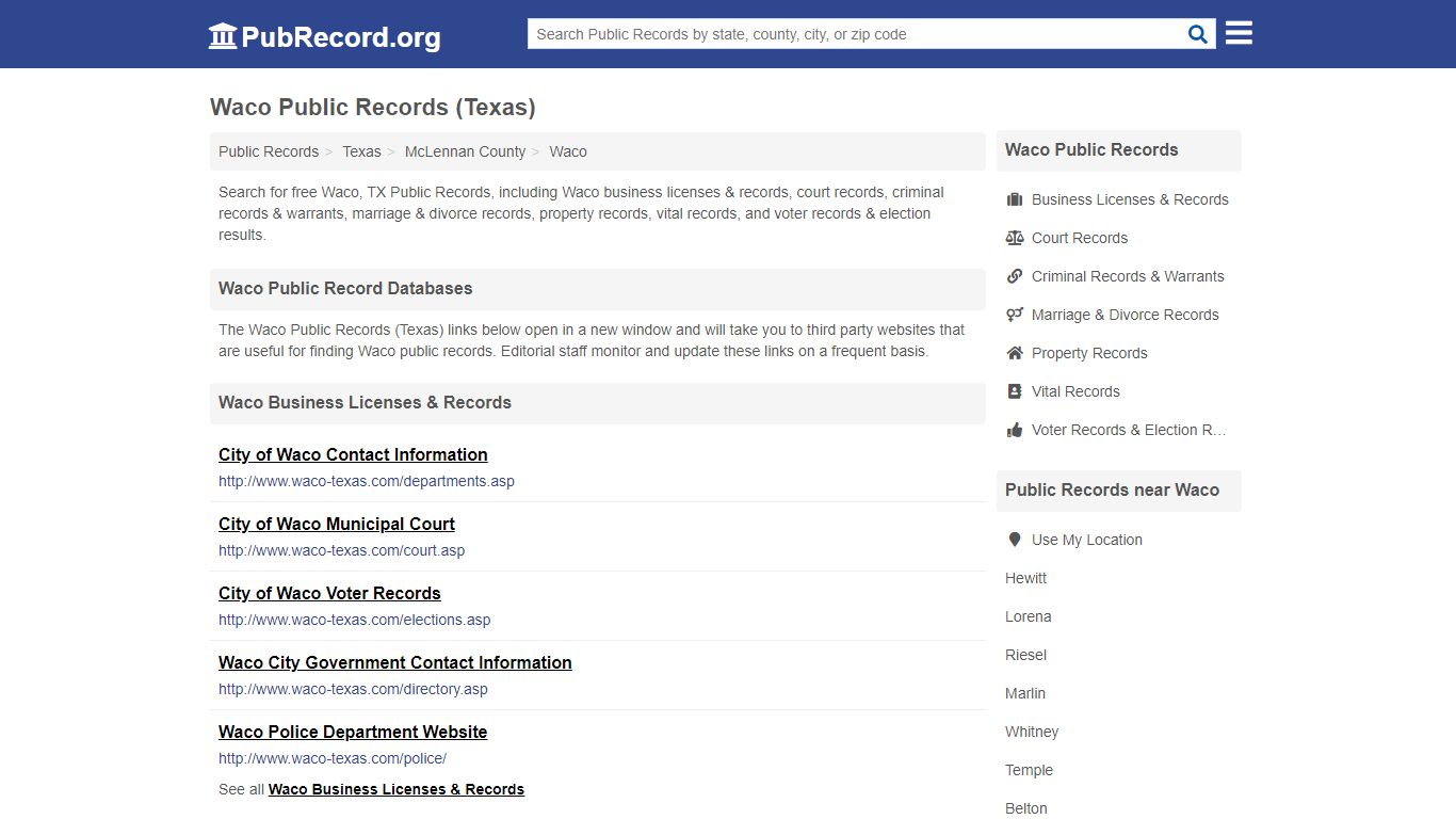 Free Waco Public Records (Texas Public Records) - PubRecord.org