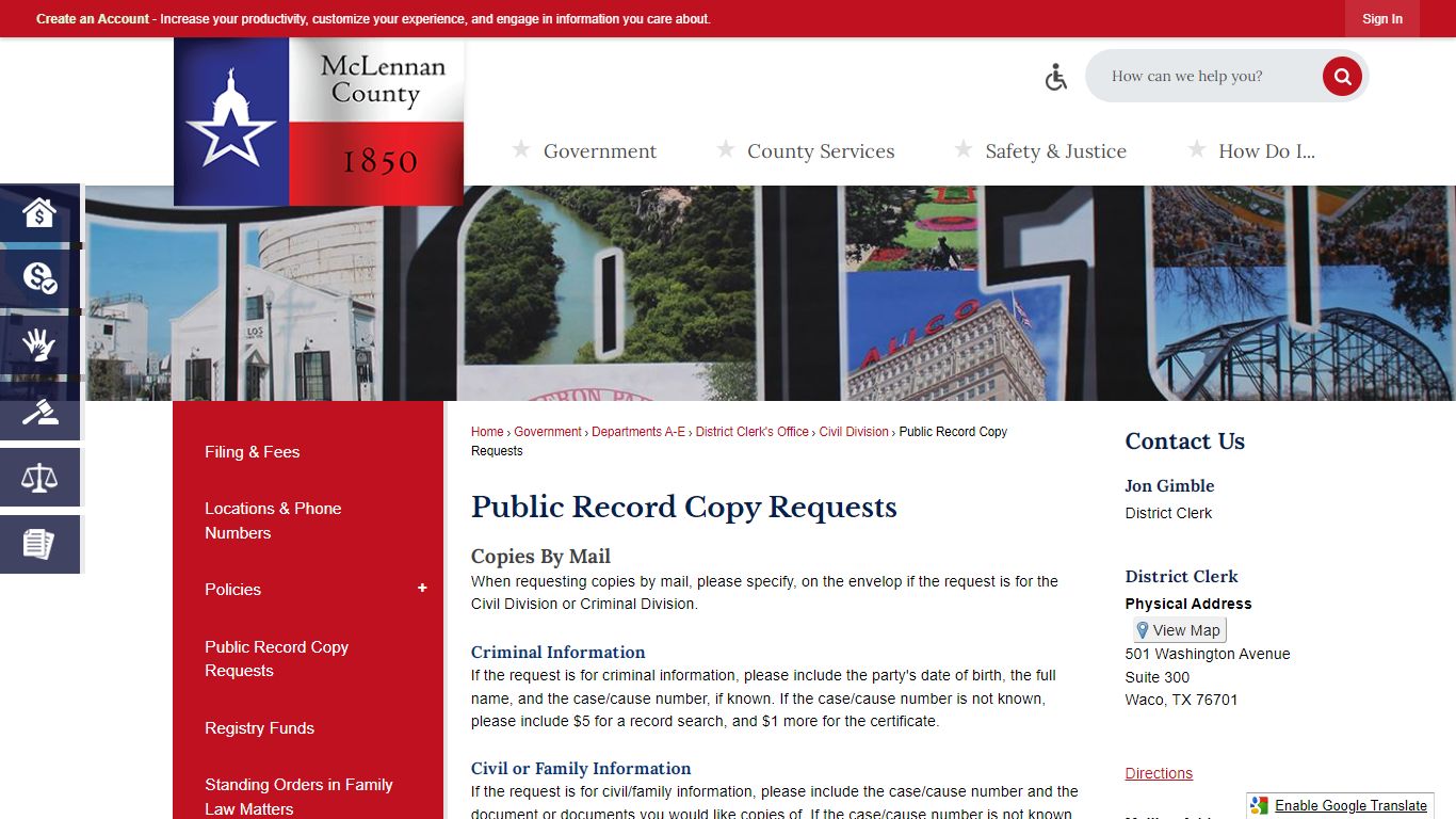 Public Record Copy Requests | McLennan County, TX